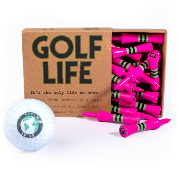 Golf Life X Green Swing 60mm Bamboo Pink Castle Golf Tees | 20pcs