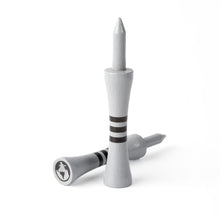 Load image into Gallery viewer, Grey 65mm Bamboo Castle Golf Tees providing a consistent 45mm tee height for drivers