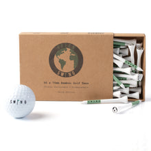 Load image into Gallery viewer, Swing Edition White & Green 70mm Bamboo Golf Tees | Choose from 30, 50 or 100pcs