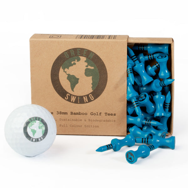 38mm Bamboo Blue Castle Golf Tees | 30pcs | Full Colour Edition
