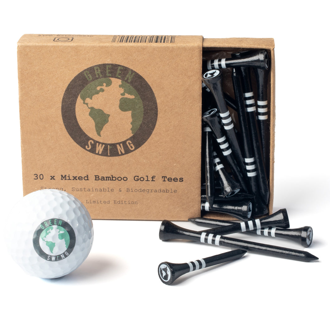 Black & White Mixed Bamboo Golf Tees | 30pcs | Limited Edition