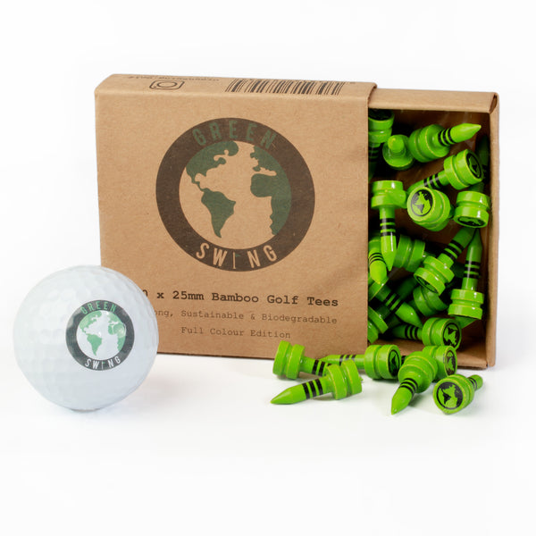 25mm Bamboo Green Castle Golf Tees | 30pcs | Full Colour Edition