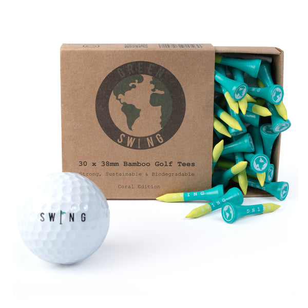 Coral Edition 38mm Bamboo Golf Tees Green & Yellow | 30pcs