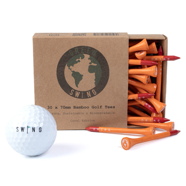 Coral Edition 70mm Bamboo Golf Tees Orange & Red | 30pcs