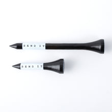 Load image into Gallery viewer, Send It Black &amp; White 70mm &amp; 38mm Bamboo Golf Tees | 30pcs
