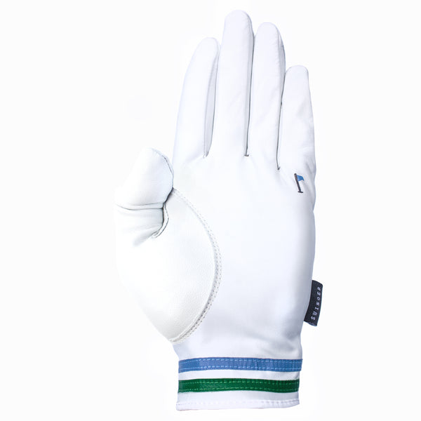 Blue & Green Stripe Cabretta Leather Golf Glove | High Quality Golf Glove