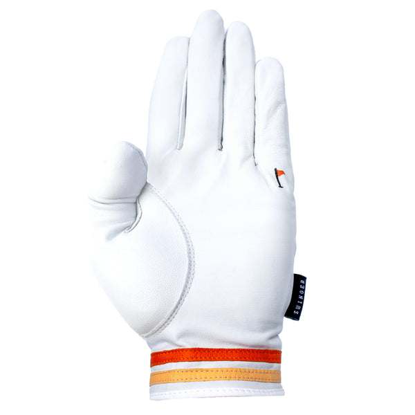 Orange & Yellow Stripe Cabretta Leather Golf Glove | High Quality Golf Glove