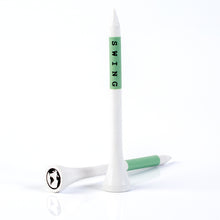 Load image into Gallery viewer, Swing Edition White &amp; Green 70mm Bamboo Golf Tees | Choose from 30, 50 or 100pcs
