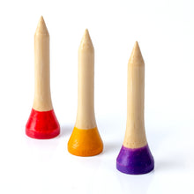 Load image into Gallery viewer, Matchstick 38mm Bamboo Golf Tees Red Yellow Purple Tips | 30pcs

