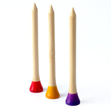 Load image into Gallery viewer, Matchstick 70mm Bamboo Golf Tees Red Yellow Purple Tips | 30pcs
