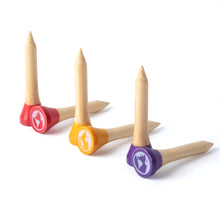 Load image into Gallery viewer, Matchstick 38mm Bamboo Golf Tees Red Yellow Purple Tips | 30pcs
