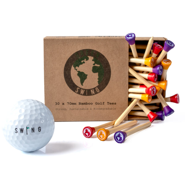 Matchstick 70mm Bamboo Golf Tees Red Yellow Purple Tips | 30pcs