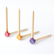 Load image into Gallery viewer, Matchstick 70mm Bamboo Golf Tees Red Yellow Purple Tips | 30pcs
