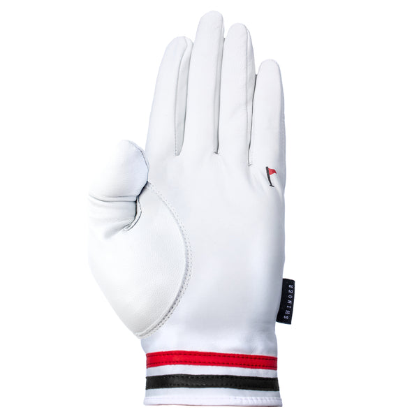 Red & Black Stripe Cabretta Leather Golf Glove | High Quality Golf Glove