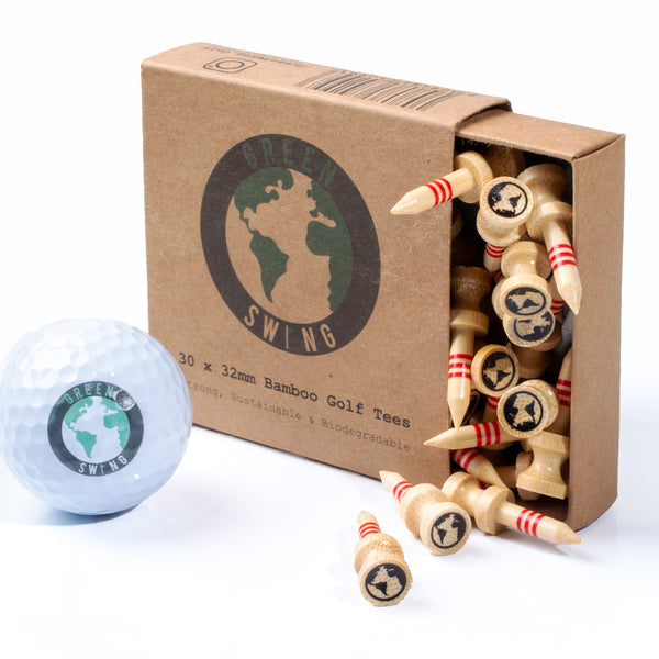 32mm Bamboo Red Castle Golf Tees | 30pcs | Natural Edition