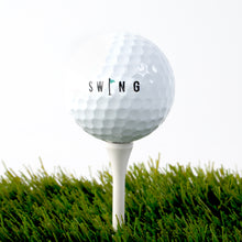 Load image into Gallery viewer, Swing Edition White &amp; Green 70mm Bamboo Golf Tees | Choose from 30, 50 or 100pcs
