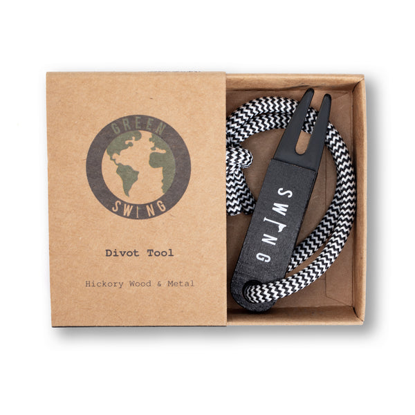 Green Swing Hickory Wood Divot Tool Black Edition