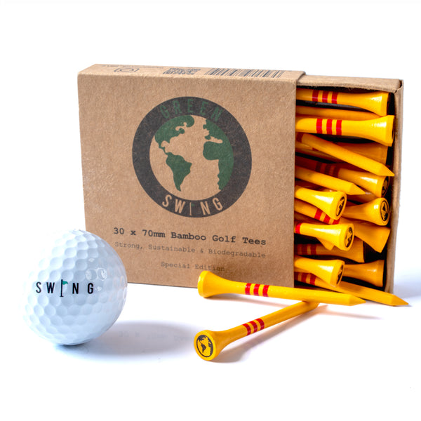 Yellow Limited Edition 70mm Bamboo Golf Tees | 30pcs