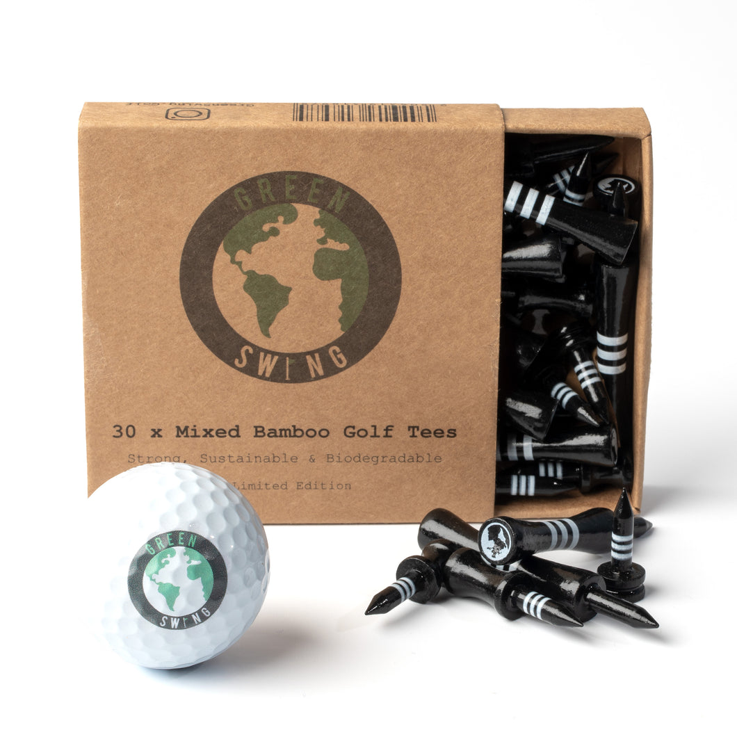 Black & White Mixed Bamboo Castle Golf Tees | 30pcs | Limited Edition