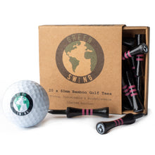 Load image into Gallery viewer, Black Limited Edition 60mm Bamboo Pink Castle Golf Tees | 20pcs
