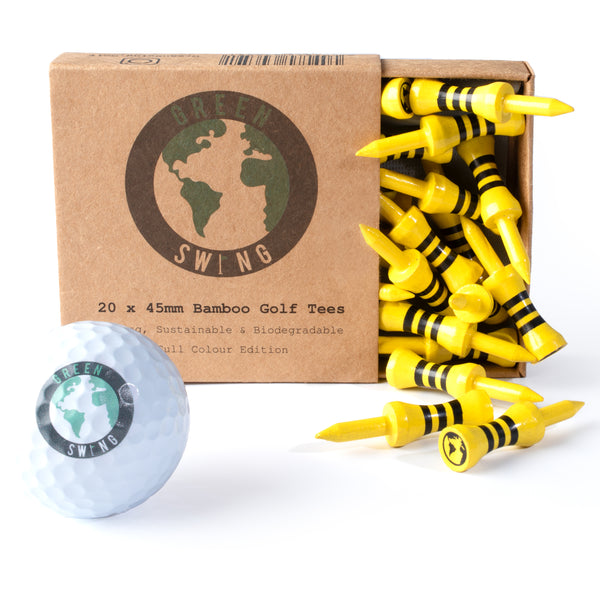 45mm Bamboo Yellow Castle Golf Tees | 20pcs | Full Colour Edition