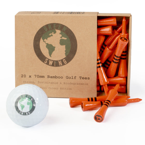70mm Bamboo Orange Castle Golf Tees | 20pcs | Full Colour Edition